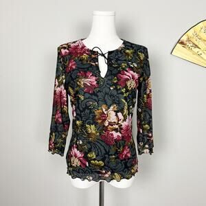 90s vintage whimsigoth grunge romantic fairy vampy floral mesh top blouse